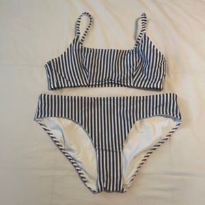 Lululemon Blue and white striped bathing suit! Seersucker material!!